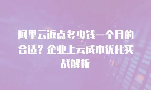 阿里云返点多少钱一个月的合适？企业上云成本优化实战解析