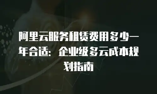 阿里云服务租赁费用多少一年合适：企业级多云成本规划指南