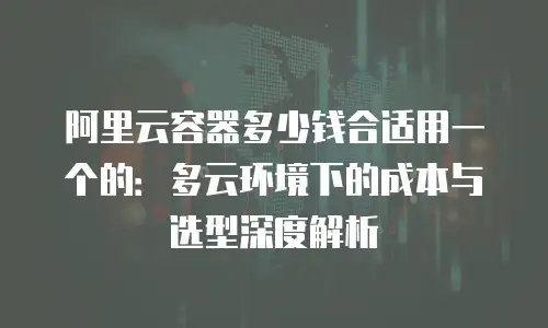 阿里云容器多少钱合适用一个的：多云环境下的成本与选型深度解析