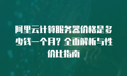 阿里云计算服务器价格是多少钱一个月？全面解析与性价比指南