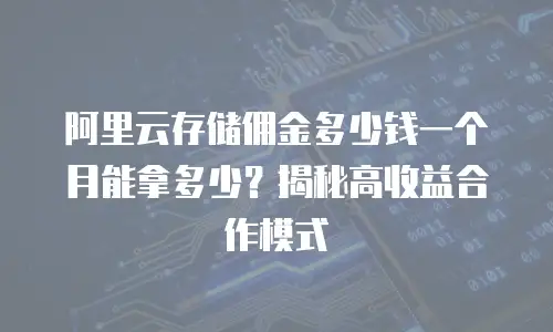阿里云存储佣金多少钱一个月能拿多少？揭秘高收益合作模式