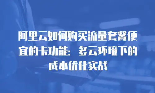 阿里云如何购买流量套餐便宜的卡功能：多云环境下的成本优化实战