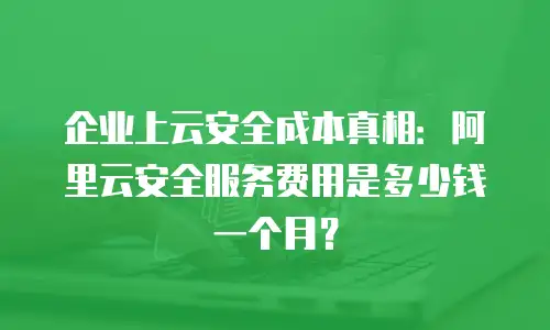 企业上云安全成本真相：阿里云安全服务费用是多少钱一个月？