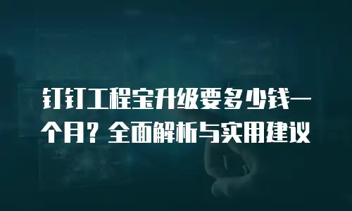 钉钉工程宝升级要多少钱一个月？全面解析与实用建议