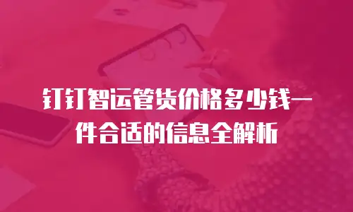 钉钉智运管货价格多少钱一件合适的信息全解析