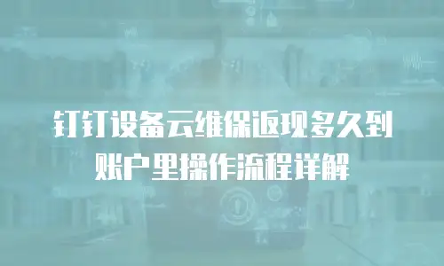 钉钉设备云维保返现多久到账户里操作流程详解