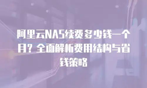 阿里云NAS续费多少钱一个月？全面解析费用结构与省钱策略