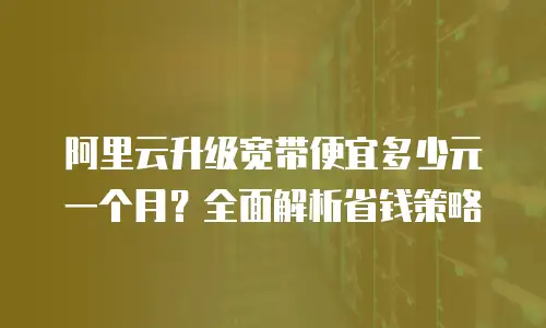 阿里云升级宽带便宜多少元一个月？全面解析省钱策略