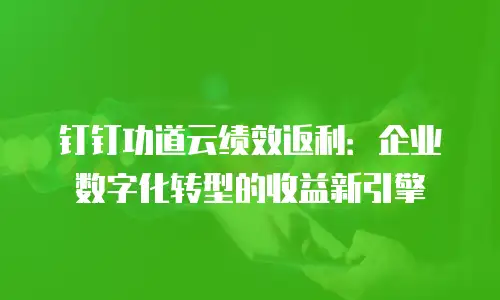 钉钉功道云绩效返利：企业数字化转型的收益新引擎