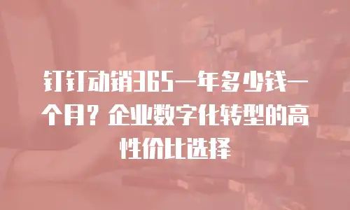钉钉动销365一年多少钱一个月？企业数字化转型的高性价比选择
