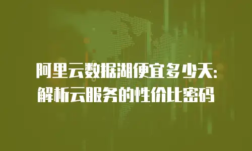 阿里云数据湖便宜多少天：解析云服务的性价比密码