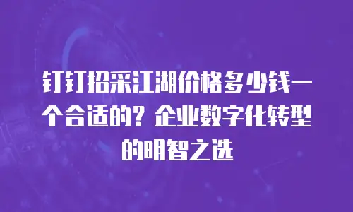 钉钉招采江湖价格多少钱一个合适的？企业数字化转型的明智之选