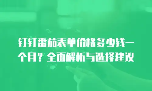 钉钉番茄表单价格多少钱一个月？全面解析与选择建议