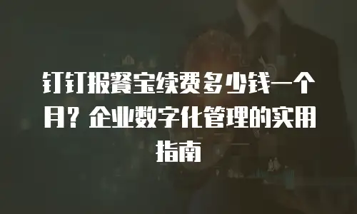 钉钉报餐宝续费多少钱一个月？企业数字化管理的实用指南
