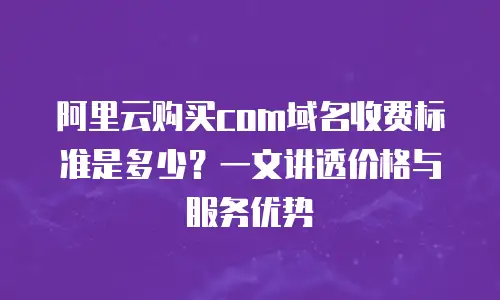阿里云购买com域名收费标准是多少？一文讲透价格与服务优势