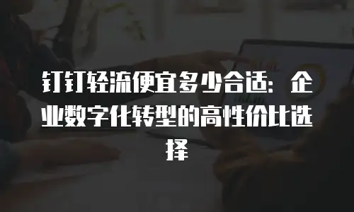 钉钉轻流便宜多少合适：企业数字化转型的高性价比选择