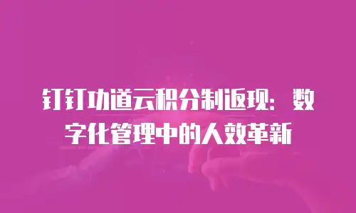 钉钉功道云积分制返现：数字化管理中的人效革新