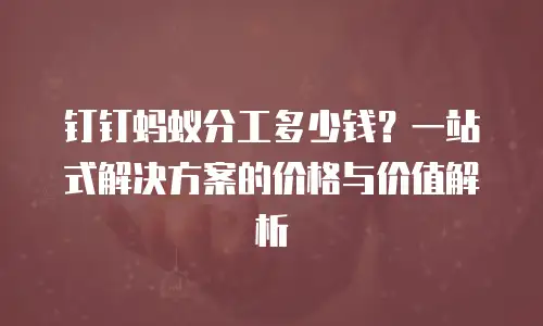 钉钉蚂蚁分工多少钱？一站式解决方案的价格与价值解析
