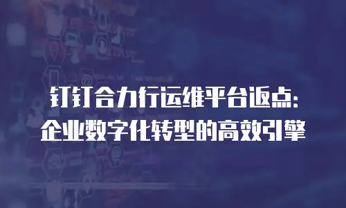 钉钉合力行运维平台返点：企业数字化转型的高效引擎