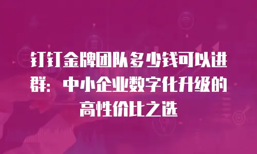 钉钉金牌团队多少钱可以进群：中小企业数字化升级的高性价比之选