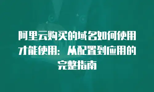 阿里云购买的域名如何使用才能使用：从配置到应用的完整指南