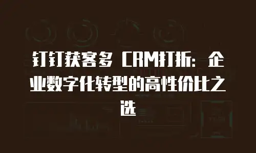 钉钉获客多 CRM打折：企业数字化转型的高性价比之选