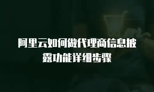 阿里云如何做代理商信息披露功能详细步骤