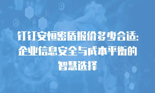 钉钉安恒密盾报价多少合适：企业信息安全与成本平衡的智慧选择