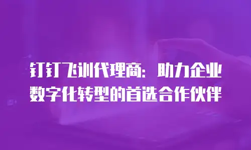 钉钉飞训代理商：助力企业数字化转型的首选合作伙伴