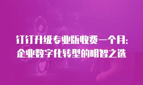 钉钉升级专业版收费一个月：企业数字化转型的明智之选