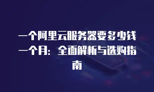 一个阿里云服务器要多少钱一个月：全面解析与选购指南