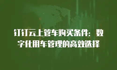 钉钉云上管车购买条件：数字化用车管理的高效选择