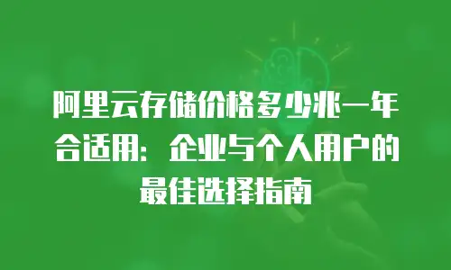 阿里云存储价格多少兆一年合适用：企业与个人用户的最佳选择指南