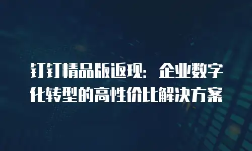 钉钉精品版返现：企业数字化转型的高性价比解决方案