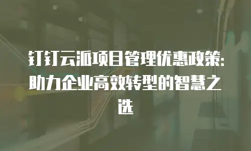 钉钉云派项目管理优惠政策：助力企业高效转型的智慧之选