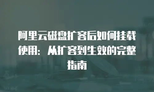 阿里云磁盘扩容后如何挂载使用：从扩容到生效的完整指南