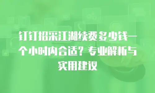 钉钉招采江湖续费多少钱一个小时内合适？专业解析与实用建议