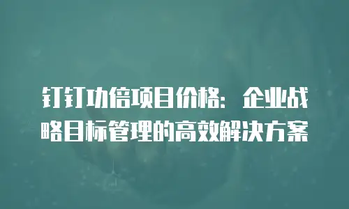 钉钉功倍项目价格：企业战略目标管理的高效解决方案