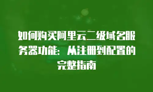 如何购买阿里云二级域名服务器功能：从注册到配置的完整指南
