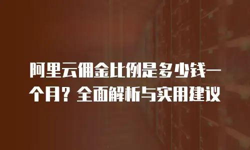阿里云佣金比例是多少钱一个月？全面解析与实用建议