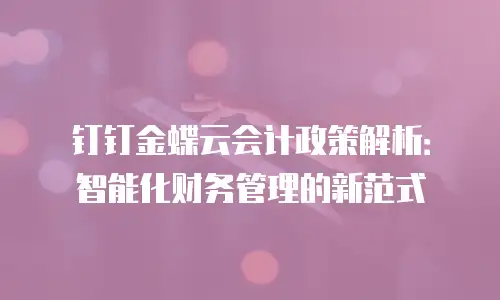 钉钉金蝶云会计政策解析：智能化财务管理的新范式