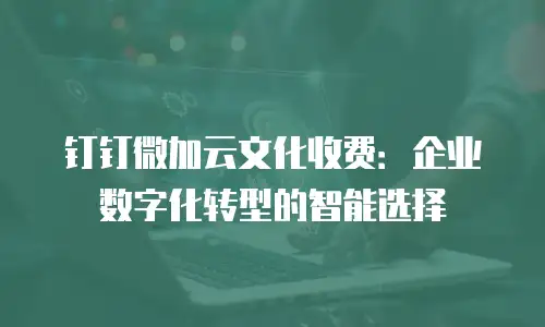 钉钉微加云文化收费：企业数字化转型的智能选择