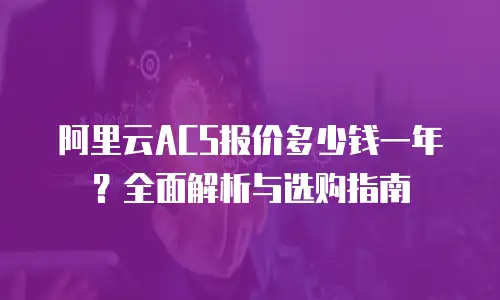 阿里云ACS报价多少钱一年？全面解析与选购指南