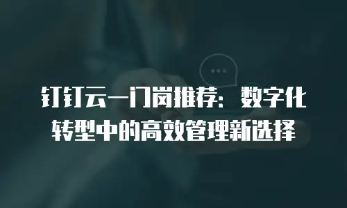 钉钉云一门岗推荐：数字化转型中的高效管理新选择