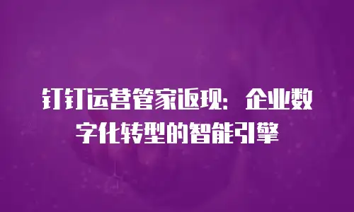 钉钉运营管家返现：企业数字化转型的智能引擎