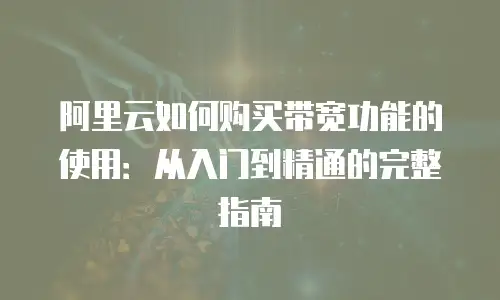 阿里云如何购买带宽功能的使用：从入门到精通的完整指南
