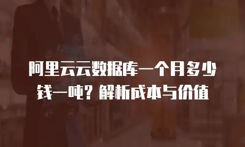 阿里云云数据库一个月多少钱一吨？解析成本与价值