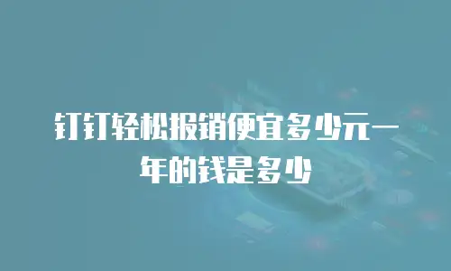 钉钉轻松报销便宜多少元一年的钱是多少