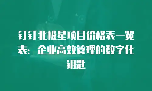 钉钉北极星项目价格表一览表：企业高效管理的数字化钥匙