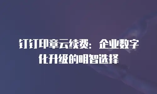 钉钉印章云续费：企业数字化升级的明智选择